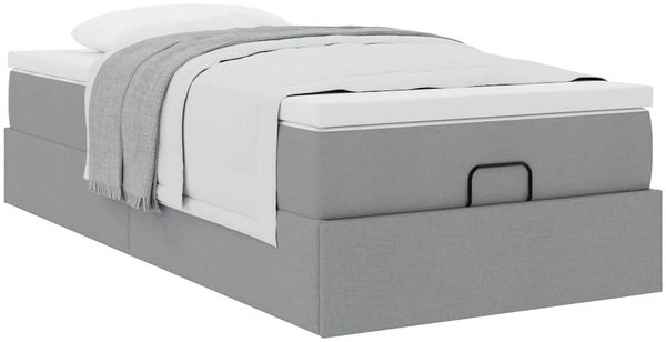 vidaXL Ottoman-Bett mit Matratze Hellgrau 80x200 cm Stoff 3311064 Bild 5