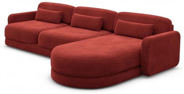 Ecksofa Valencia L Form aus Samtstoff Kurz - Samtstoff - rot - Rechts