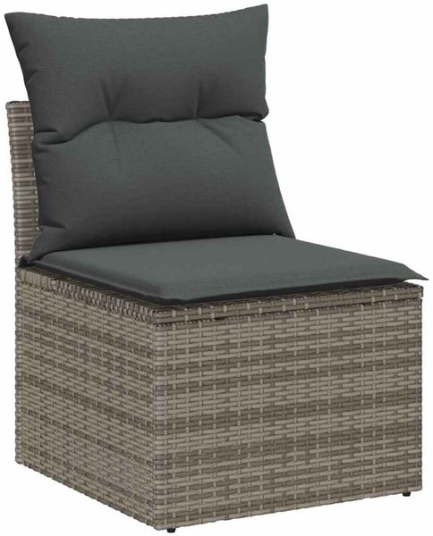 vidaXL Gartensofa-set mit Kissen mit Speicher 13 pcs Grau Poly Rattan 3364798 Bild 5