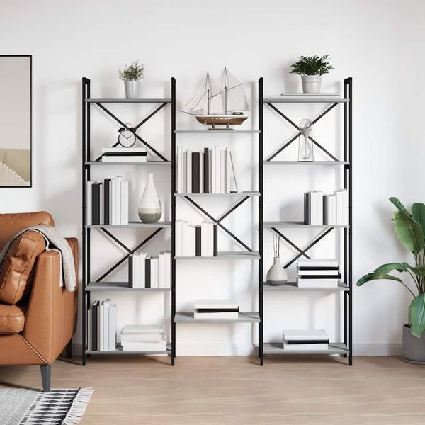 vidaXL Bücherregal Grau Sonoma 156 x 25 x 167 cm Holzwerkstoff 868344
