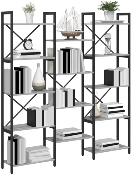 vidaXL Regal Grau Sonoma 156 x 25 x 167.5 cm Holzwerkstoff 868344 Bild 2