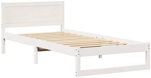 vidaXL Bettrahmen mit Kopfteil Weiß 90 x 200 cm Massives Kiefernholz 873290 Bild 4