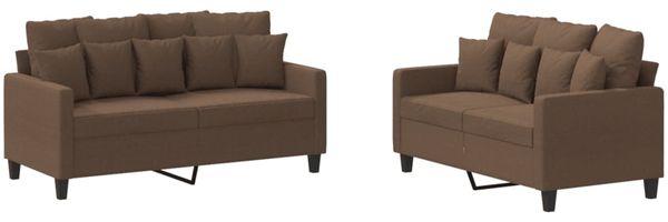 vidaXL 2-tlg. Sofagarnitur mit Kissen Braun Stoff 3201651 Bild 2