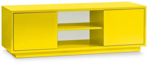 TV-Lowboard Eyecatcher - Fernseher-Tisch in Holz-Optik - HiFi-Kommode mit 2 Türen & 2 Fächern - Wohnzimmer-Möbel Gelb