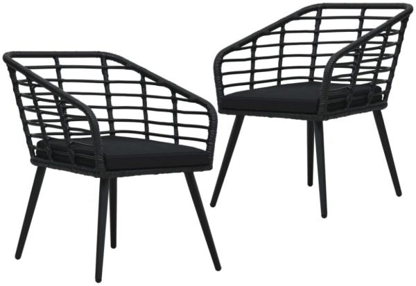 vidaXL Gartenstühle 2 Stk. mit Auflagen Poly Rattan Schwarz 48578