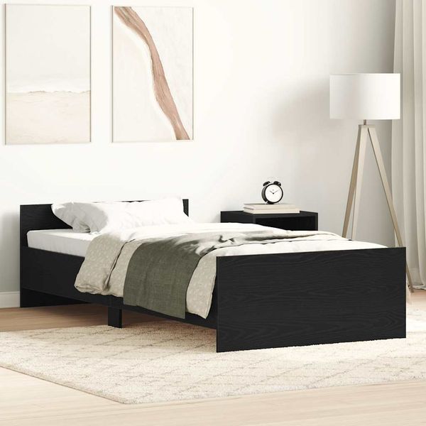 vidaXL Bettgestell ohne Matratze Schwarz Eichen-Optik 75x190 cm 862312