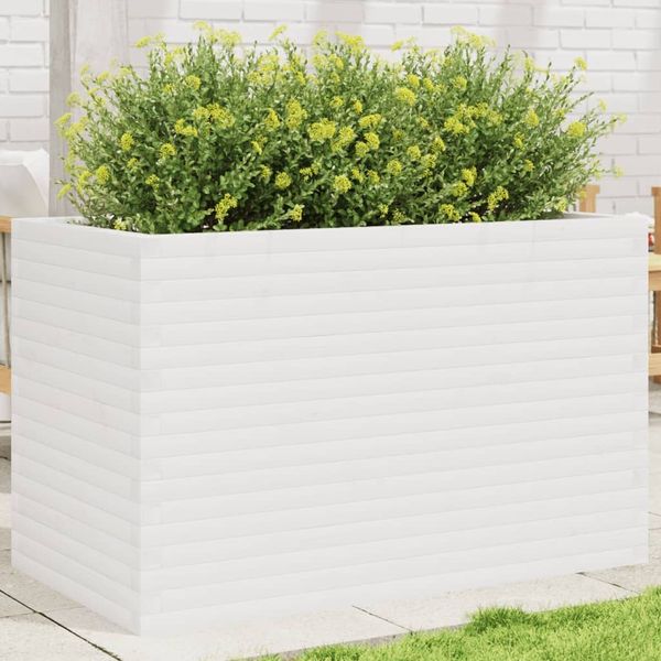 vidaXL Pflanzkübel Weiß 110x60x68,5 cm Massivholz Kiefer 3282505