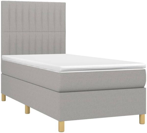 vidaXL Polsterbett mit Matratze Hellgrau 90x190 cm Stoff, Härtegrad: H2 [3142457] Bild 3