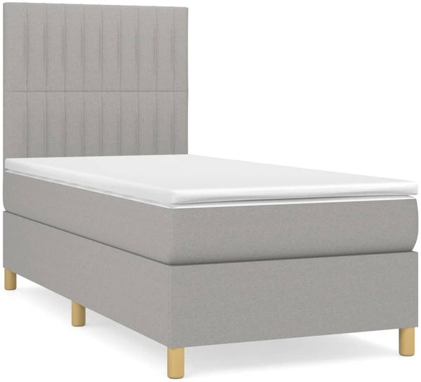 vidaXL Polsterbett mit Matratze Hellgrau 90x190 cm Stoff, Härtegrad: H2 [3142457] Bild 2