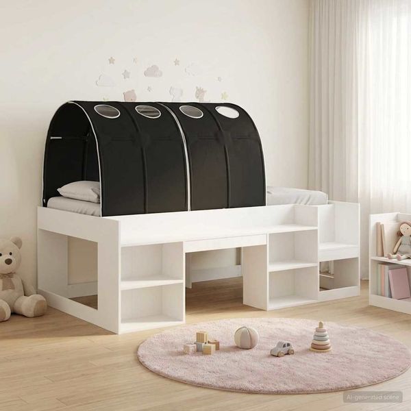 vidaXL Hochbett für Kinder mit Stauraum Weiß und Schwarz Holzwerkstoff 3423598