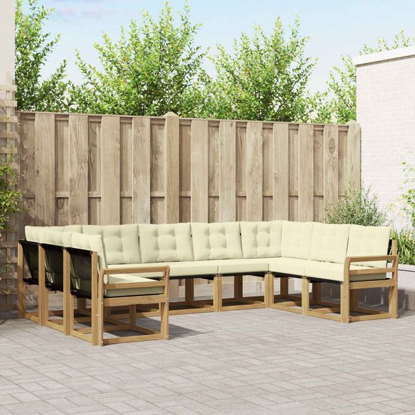 vidaXL Outdoor-Sofagarnitur mit Kissen 9 pcs Weiß und Creme 3389860