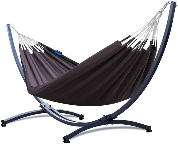 Potenza Medelin Hängematte mit Gestell – 220kg für 2 Personen I 100% Baumwolle Hängematte XL - 220x140, 160kg I Coffee