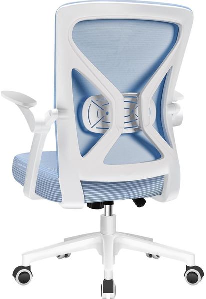 Ergonomischer Bürostuhl mit Lendenstütze Armlehnen Blau Wippfunktion