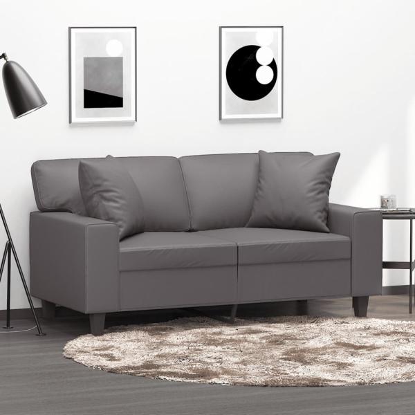 vidaxl 2-Sitzer-Sofa mit Zierkissen cm Kunstleder, Grau