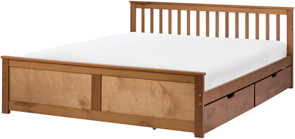 Bett mit 2 Schubladen Kiefernholz OLENDON 180x200 cm Braun Bild 4