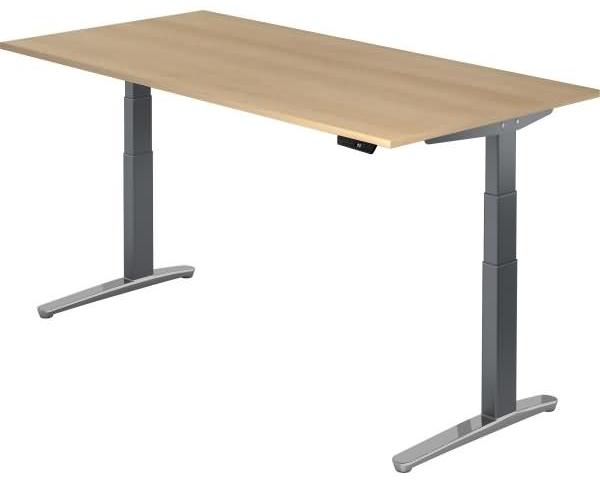 'XBHM2E' Sitz-Steh-Schreibtisch elektrisch 200x100cm Eiche Graphit, poliert