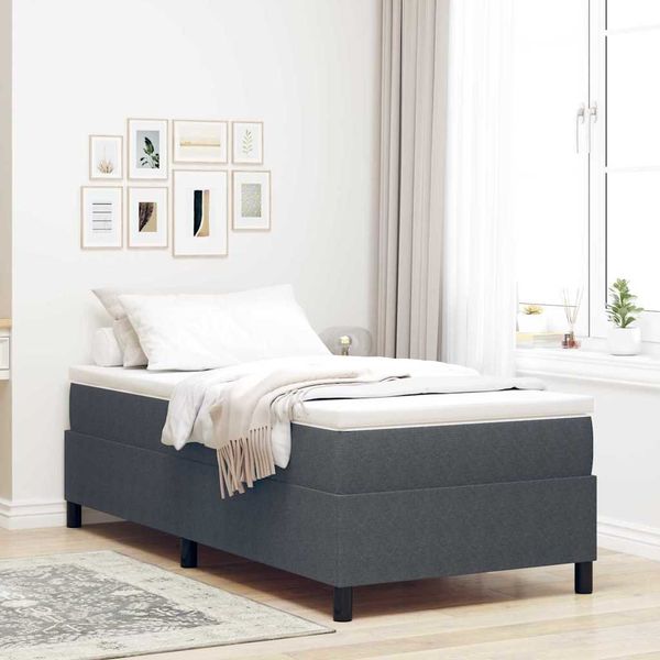 vidaXL Boxspringbett Dunkelgrau und Weiß 90 x 200 cm Cordstoff 3337443