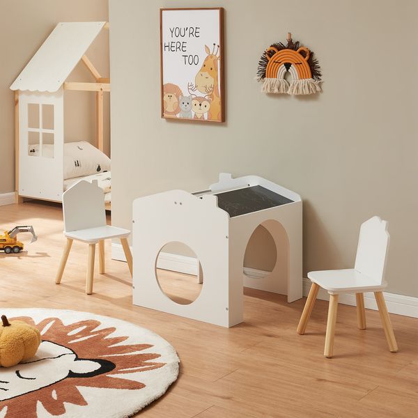 Zeichentisch für Kinder Romso Kindertischset mit 2 Stühlen Weiß [en. casa]