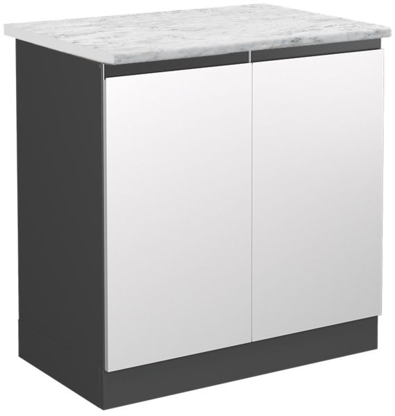 Spülenunterschrank R-Line Weiß 80 cm J-Shape AP Marmor Vicco