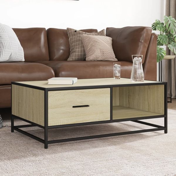 vidaXL Couchtisch Sonoma-Eiche 90x57x35 cm Holzwerkstoff und Metall 848755