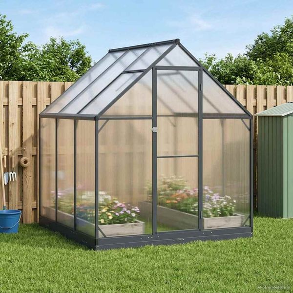 vidaXL Garten Gewächshaus mit Tür Anthrazit 183,5 x 183,5 x 207 cm 3433041