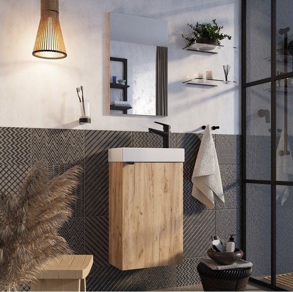 welltime Badmöbel-Set Badmöbel-Set Gesa, Schrank mit Waschbecken und Spiegel, wandhängend, Waschbeckenunterschrank mit Wachbecken und Spiegel
