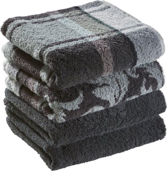 Erwin Müller Handtuch Handtuch "Ludwigsburg" 4er-Pack, Jacquard, Walk-Frottier Uni/Karo/Ornamente
