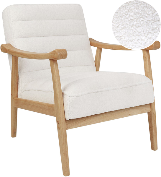Sessel LEKNES Bouclé Cremeweiß