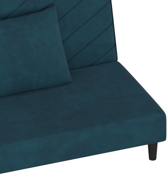 vidaXL Schlafsofa 2-Sitzer mit 2 Kissen Blau Samt 375909 Bild 9