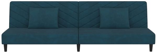 vidaXL Schlafsofa 2-Sitzer mit 2 Kissen Blau Samt 375909 Bild 5