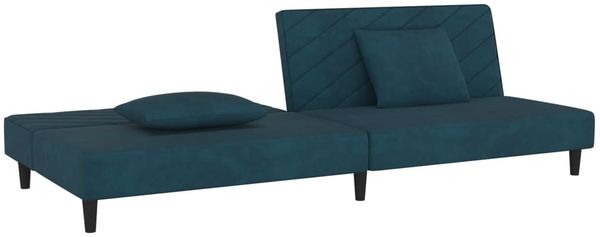 vidaXL Schlafsofa 2-Sitzer mit 2 Kissen Blau Samt 375909 Bild 4