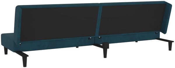 vidaXL Schlafsofa 2-Sitzer mit 2 Kissen Blau Samt 375909 Bild 8