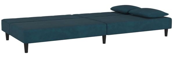 vidaXL Schlafsofa 2-Sitzer mit 2 Kissen Blau Samt 375909 Bild 6