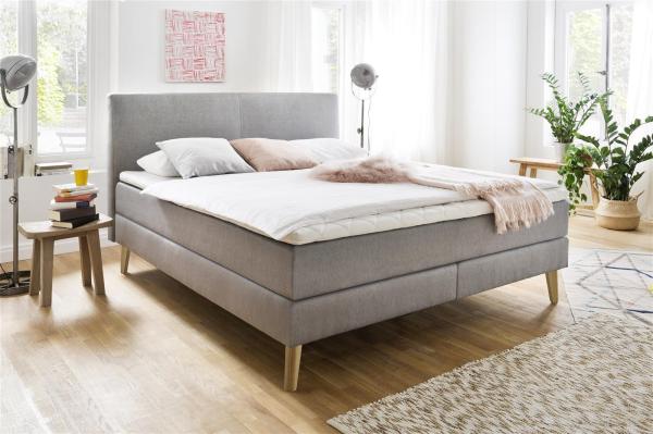 Boxspringbett >Greta< in taupe aus Stoffbezug - 183x114x213cm (BxHxT)