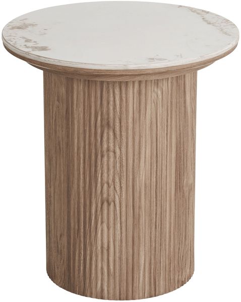 Beistelltisch >Athens< in Weiss / Dunkelbraun, Keramik, MDF, Dekor - 50x45 (HxD)