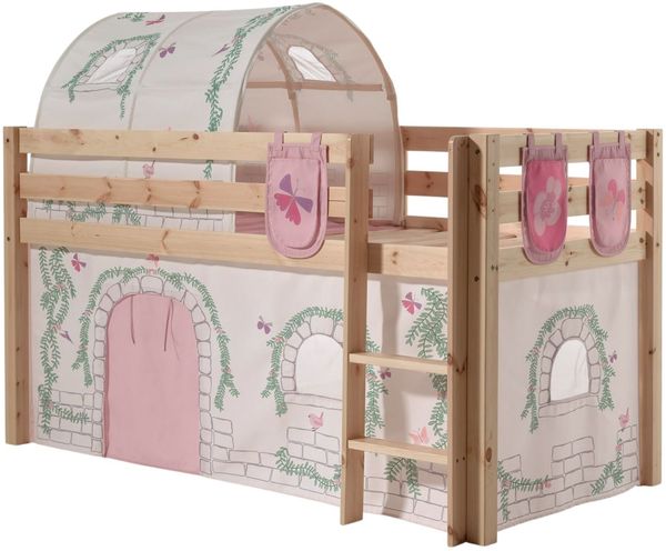 Kinderbett Karolina 210 x 114 x 106 Massivholz Natur Textilset Burg 4
