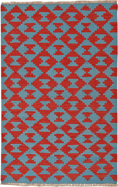 Looma 'Yekta' Kelim Gashgai handgewebt, Schurwolle Blau-Rot, 117x178 cm