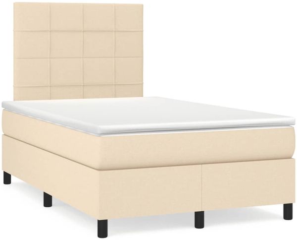 vidaXL Boxspringbett mit Matratze & LED Creme 120x190 cm Stoff 3270202