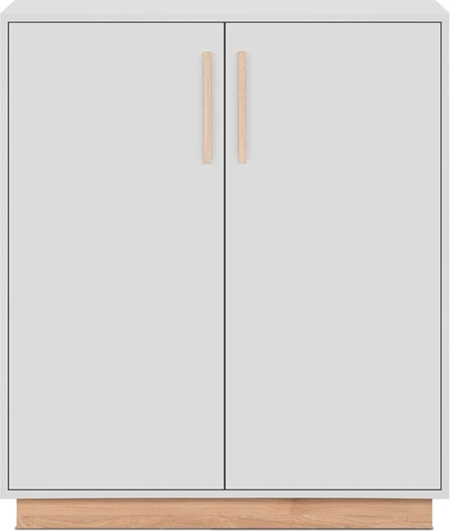 Calicosy Sideboard 2 Türen Weiß- und Holzdekor B82 cm - SPLIT - Weiß