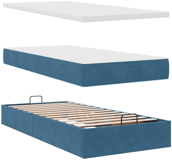 vidaXL Ottoman-Bett mit Matratzen Dunkelblau 100x200 cm Samt 3313527 Bild 10