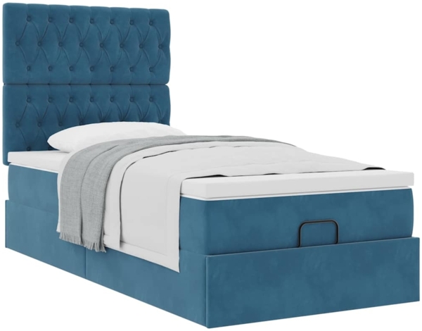 vidaXL Ottoman-Bett mit Matratzen Dunkelblau 100x200 cm Samt 3313527 Bild 4