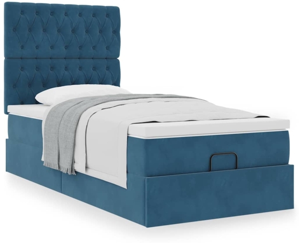 vidaXL Ottoman-Bett mit Matratzen Dunkelblau 100x200 cm Samt 3313527 Bild 3
