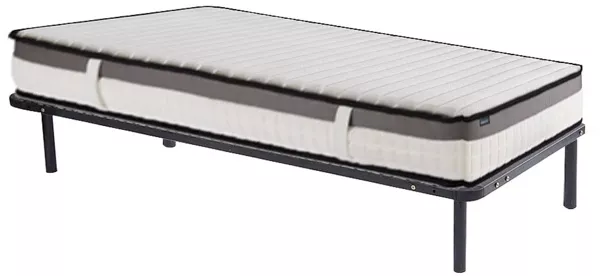 Vente-unique - ORTHOMEMORY Mattress and bed base set MetallStoff Schwarz - B 90 cm88 cm3,8 cm x H 19 cm5 cm25 cm x L 200 cm198 cm3,8 cm