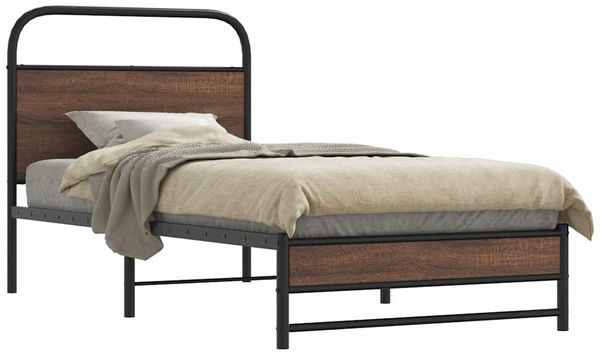 vidaXL Bettgestell ohne Matratze 100x200 cm Braun Eichen-Optik 4100477