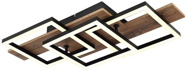 GLOBO LIGHTING LED Deckenleuchte, LED-Leuchtmittel fest verbaut, Warmweiß, Deckenlampe Deckenleuchte Wohnzimmerlampe Holzoptik Schlafzimmerlampe