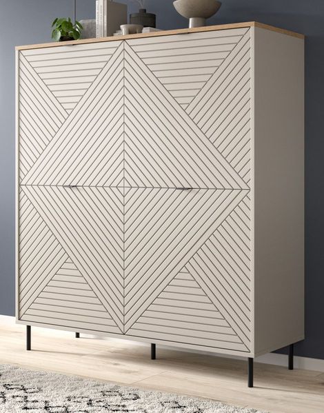 Highboard Bente in Kaschmir und Eiche 124 x 135 cm