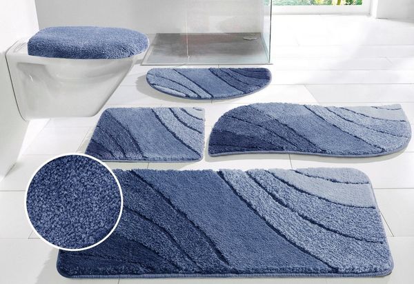 OTTO home Badematte Josie, Badvorleger, Badezimmer Teppich, Höhe 20 mm, rutschhemmend beschichtet, fußbodenheizungsgeeignet, schnell trocknend, strapazierfähig, Polyester, rechteckig, 3-tlg. Hänge-WC Set, Badteppich, Badematten, rechteckig, rund & als ...
