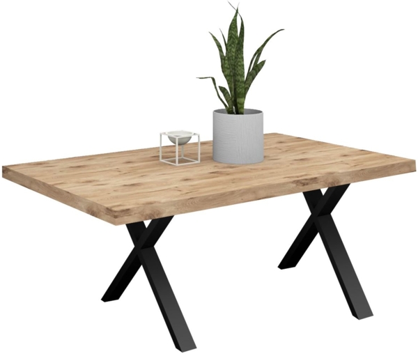 Esstisch Elgin 4 210-310x80x100 Holzwerkstoff Schwarz/Viking Oak