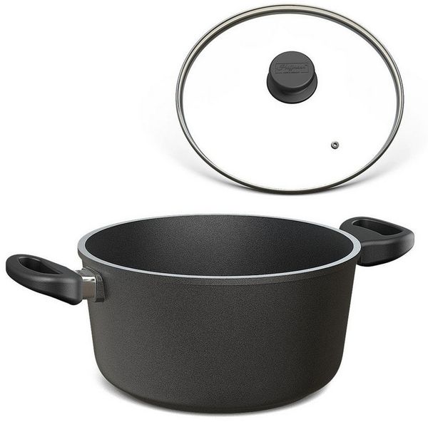 Hoffmann Germany Kochtopf Aluguss Antihaft Induktion Ø 20 cm mit Glasdeckel – Made in Germany, Aluguss (Set, 2-tlg, 1x Kochtopf Ø 20 cm + 1x Glasdeckel), Antihaft, backofenfest bis 240°C, Induktion