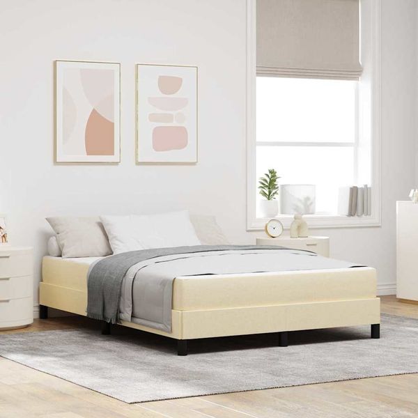 vidaXL Boxspringbett mit Matratze Creme 140 x 200 cm Stoff 3398498